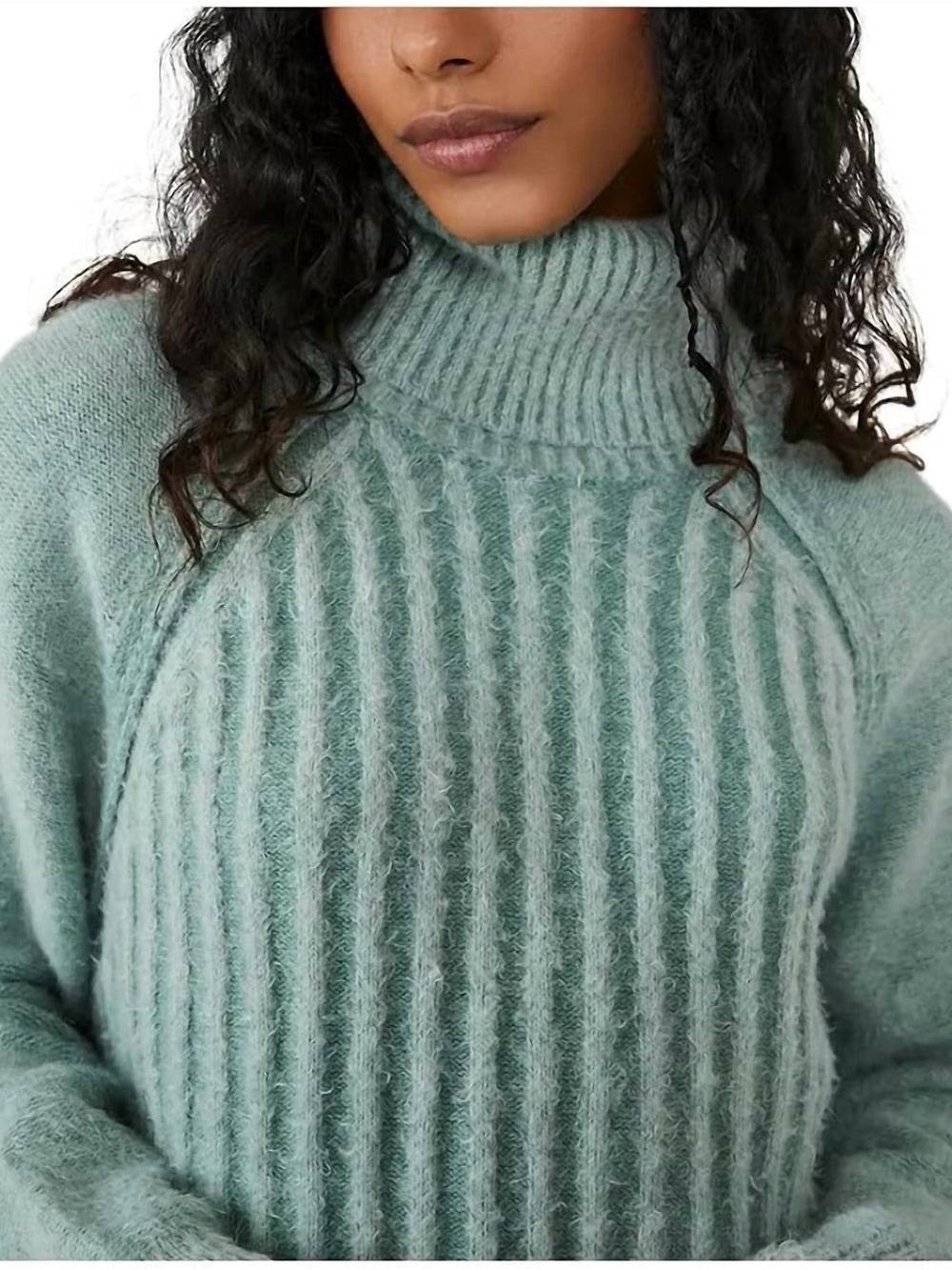 Free People Sage Ribbed Turtleneck Sz M